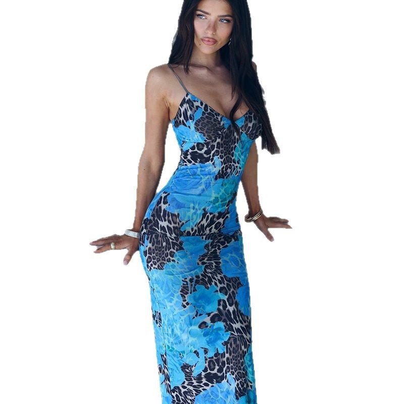 Damen Maxikleid mit raffiniertem Tier- und Blumenmuster Stalluxe