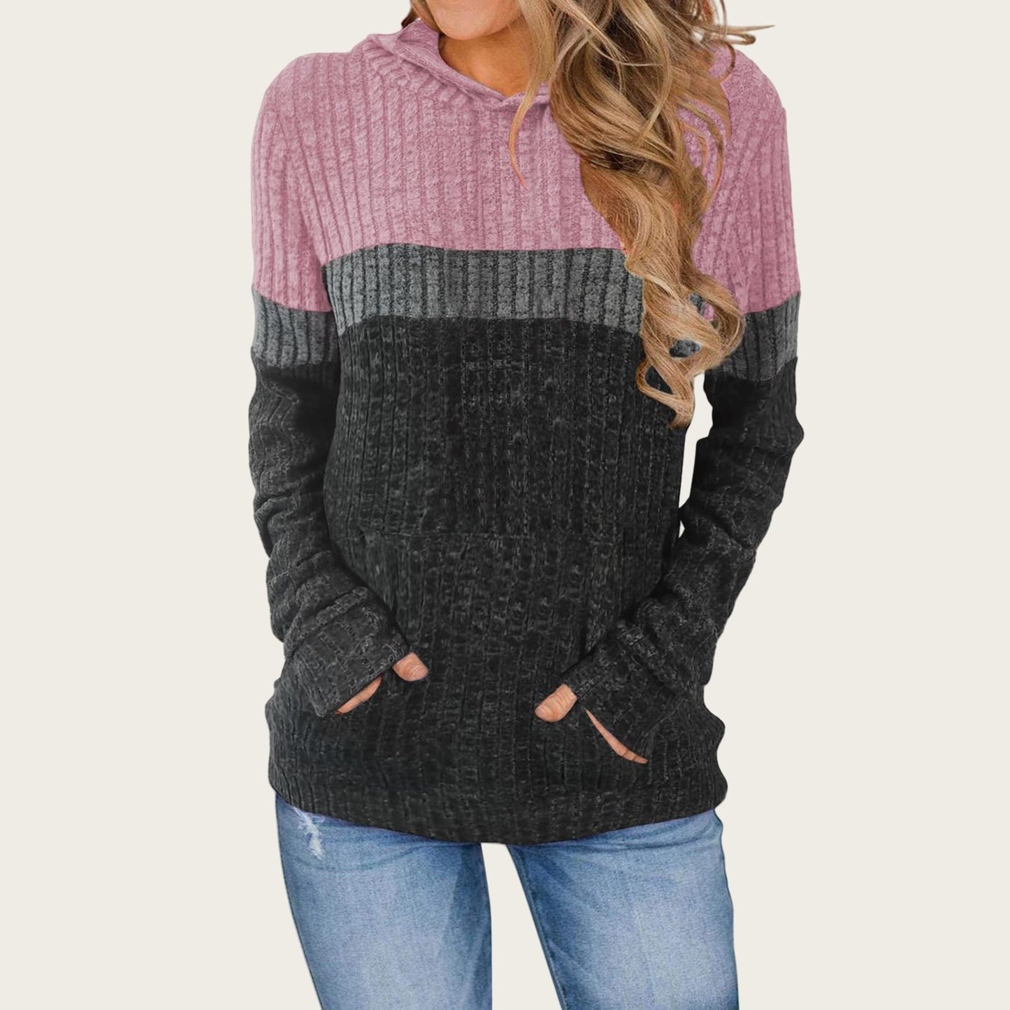 Damen Hoody mit strukturierter Oberfläche und praktischen Taschen Stalluxe