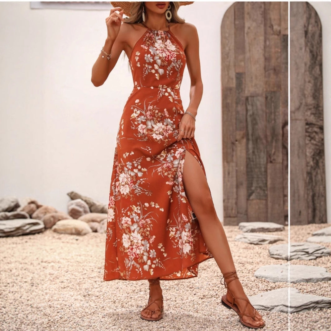 Damen Maxikleid mit elegantem Halter-Ausschnitt und floralem Design Stalluxe