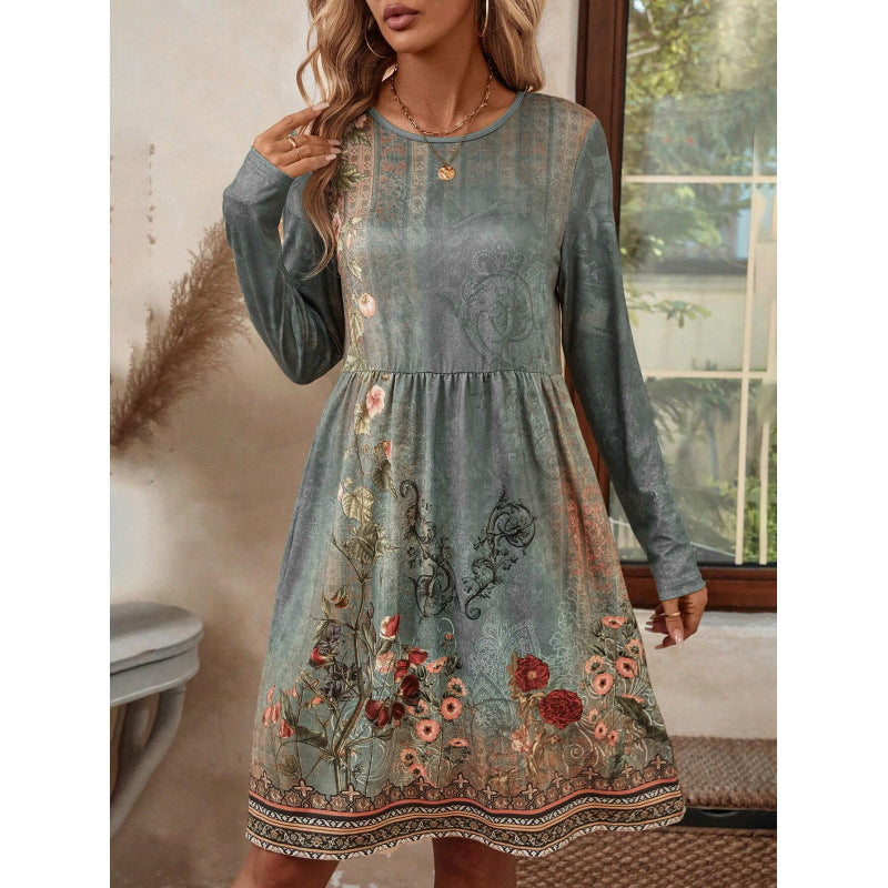 Damen Freizeitkleid mit floralem Design und langen Ärmeln Stalluxe