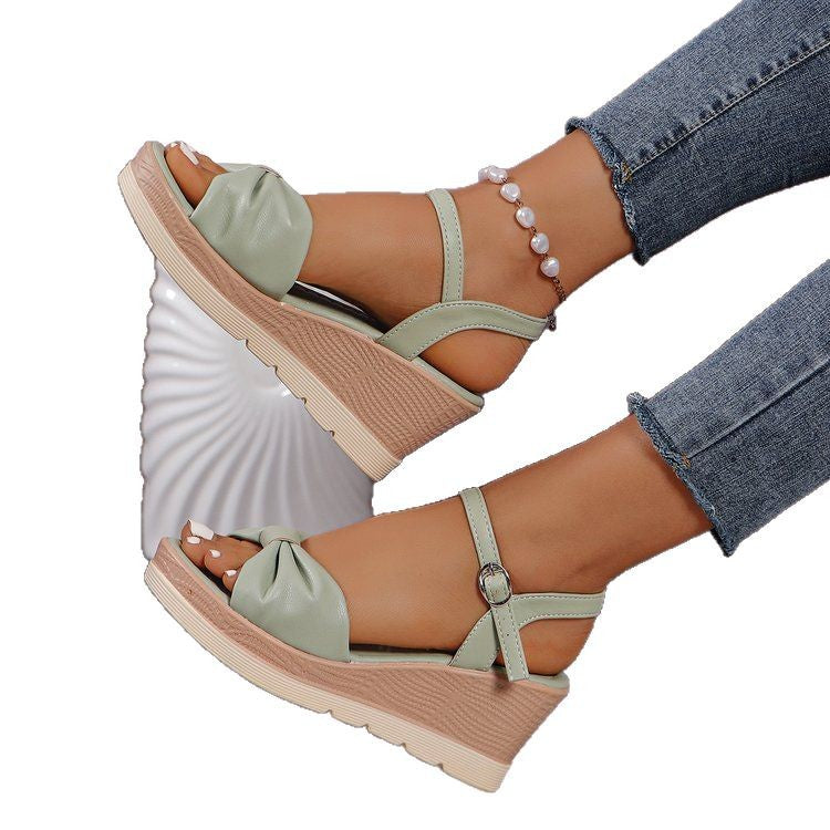 Damen Wedge-Sandalen mit elegantem Knoten und bequemem Fußbett Stalluxe