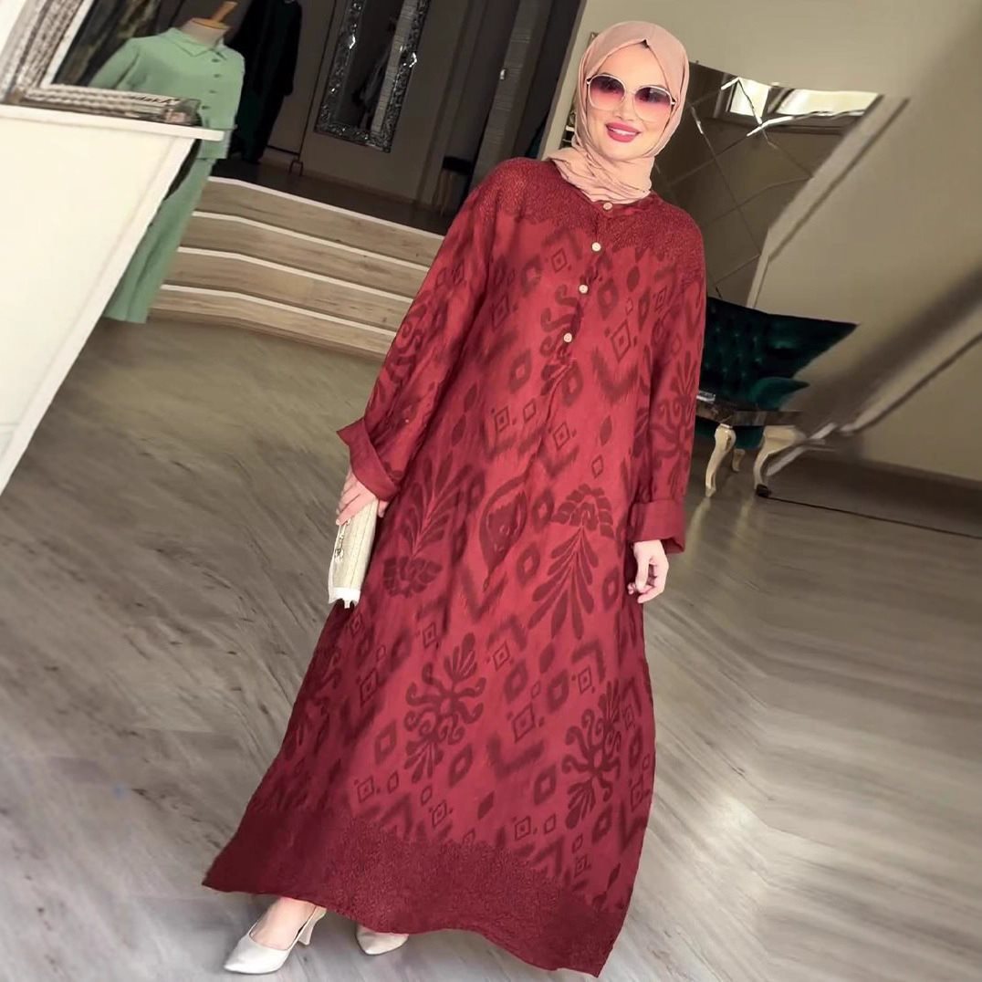 Damen Maxi-Kleid mit feinem Muster Stalluxe