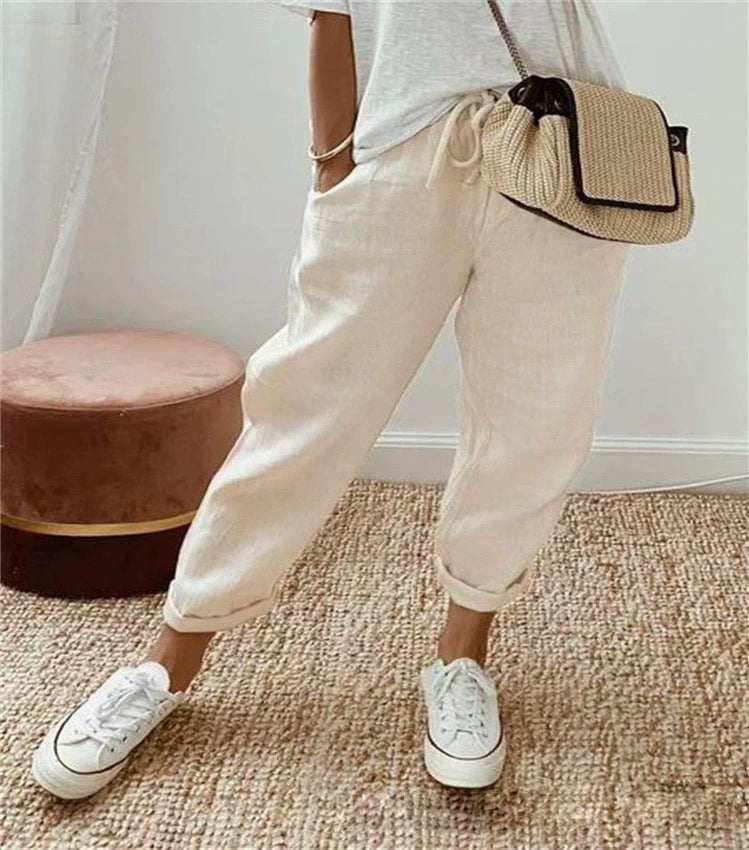 Damen Bequeme und lässige Chino-Hose mit elastischem Bund Stalluxe