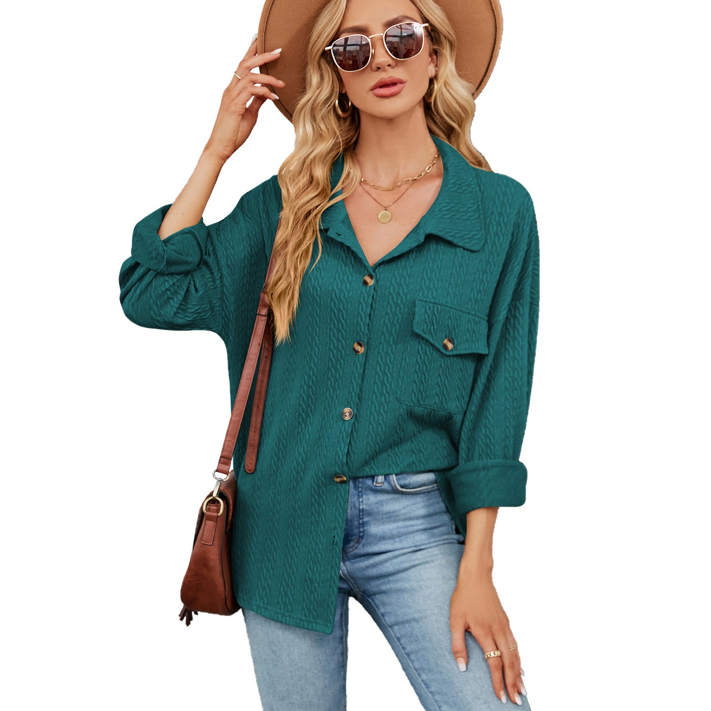Damen lässige Overshirt mit strukturiertem Design Stalluxe