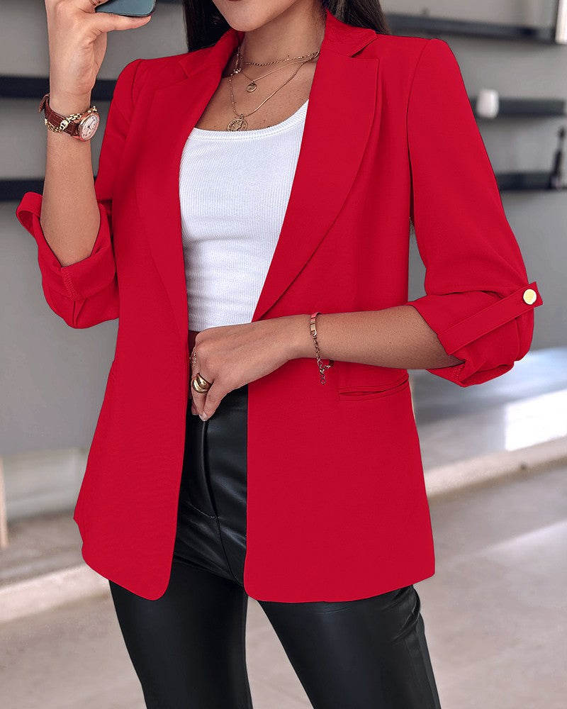 Damen elegante Blazerjacke mit modernen Knopfdetails und lockerer Passform Stalluxe