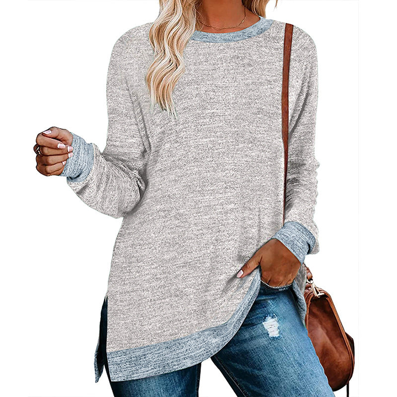 Damen lässiges Oversized Langarmshirt mit abgesetztem Saum Stalluxe