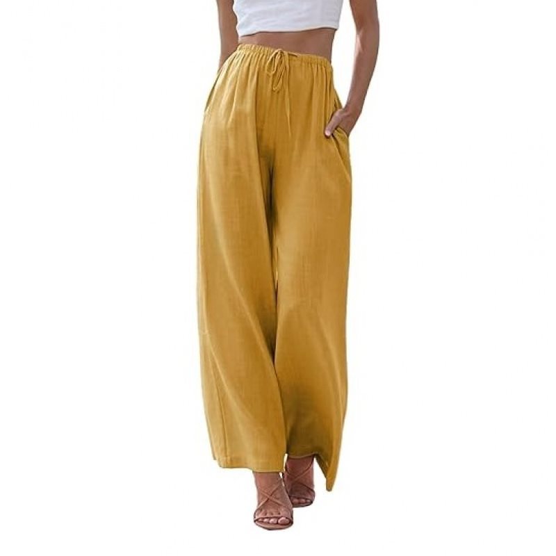 Damen Weite Palazzo-Hose mit elastischem Bund und seitlichen Taschen Stalluxe