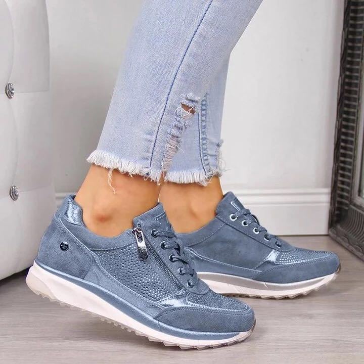 Damen sportliche Sneakers mit atmungsaktivem Obermaterial und zusätzlichem Reißverschluss Stalluxe