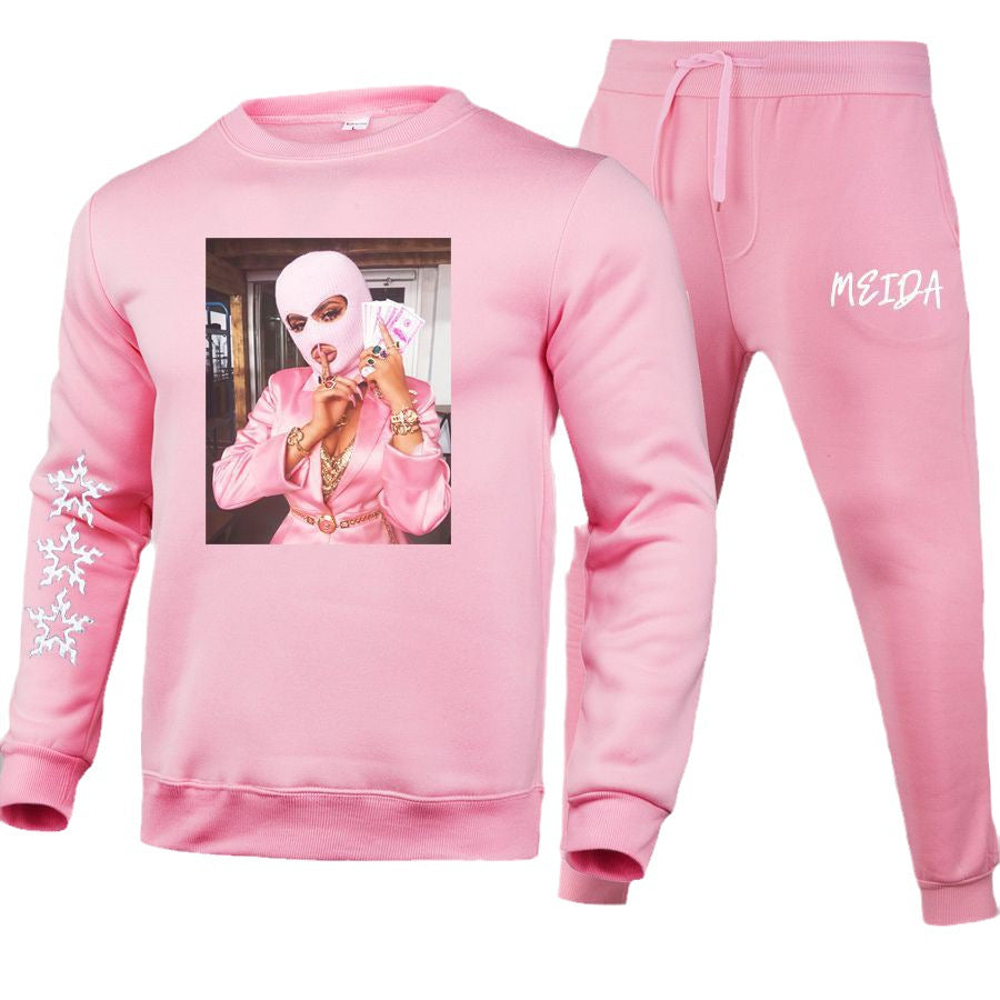 Damen Hoodie- und Jogginghose-Set mit kreativem Grafikdruck und starkem Stil Stalluxe