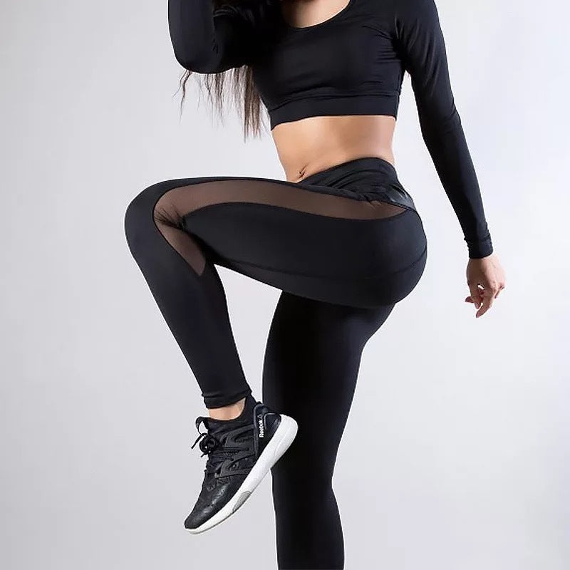 Damen Sport-Leggings mit atmungsaktivem Mesh-Einsatz Stalluxe
