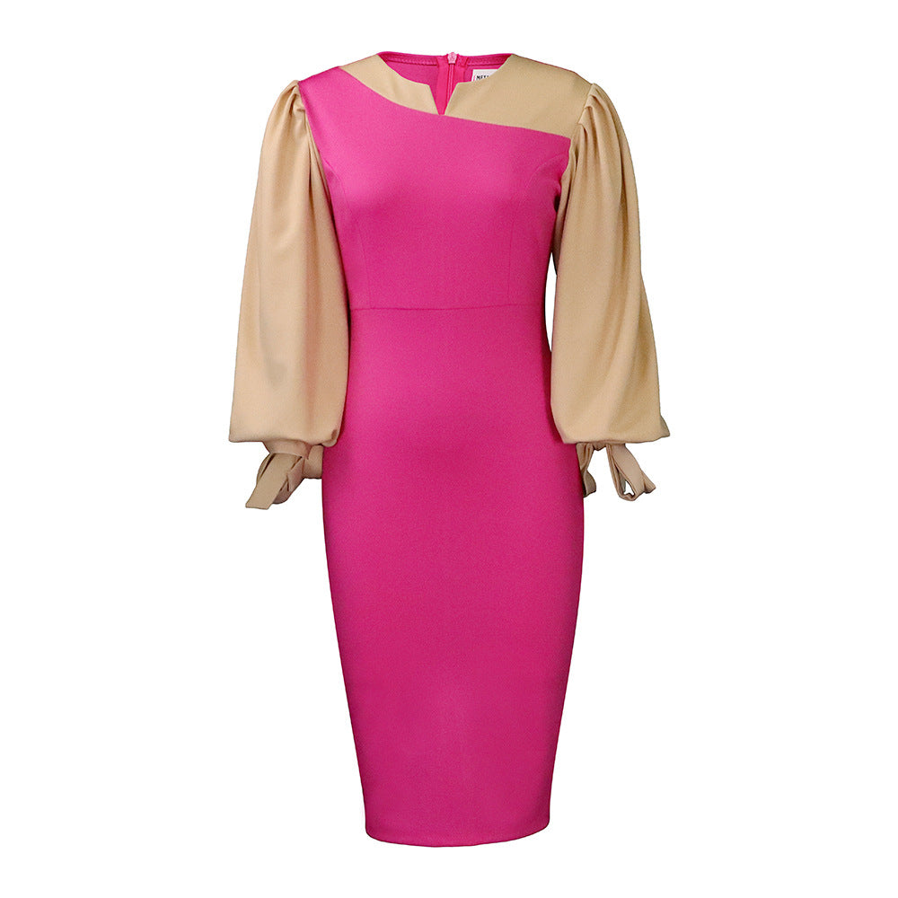 Damen figurbetontes Kleid mit voluminösen Ärmeln Stalluxe
