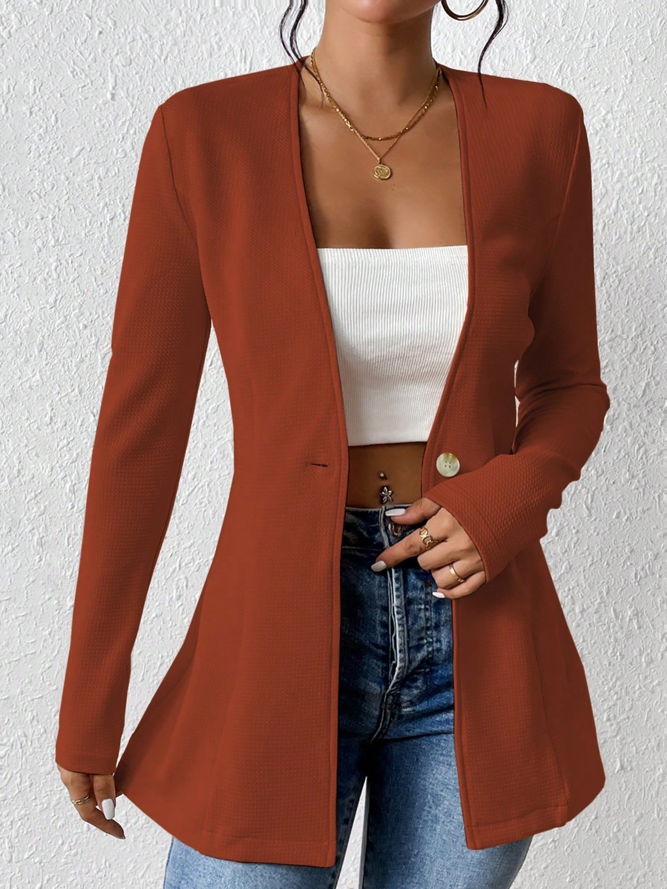 Damen elegante Blazerjacke mit asymmetrischem Schnitt Stalluxe