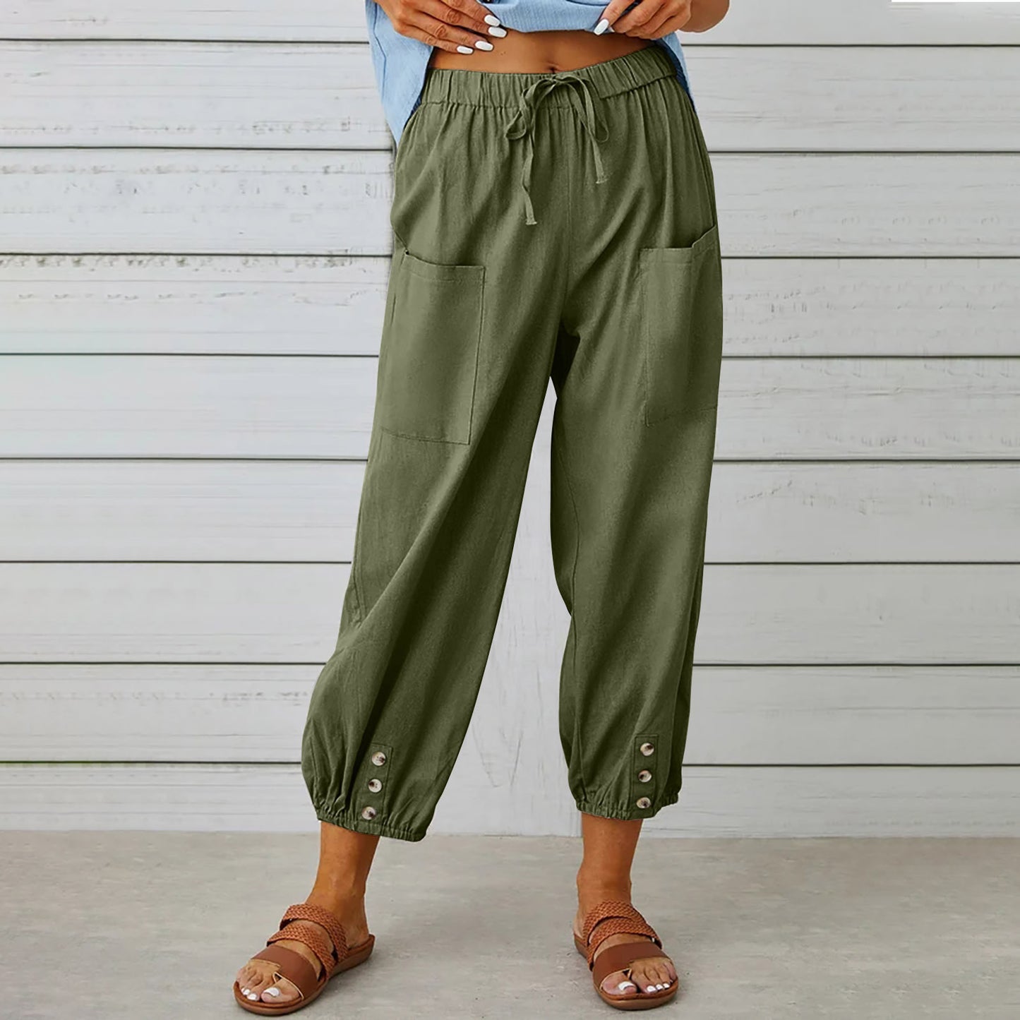 Damen modische Freizeit-Hose mit praktischen Taschen und elastischen Bündchen Stalluxe