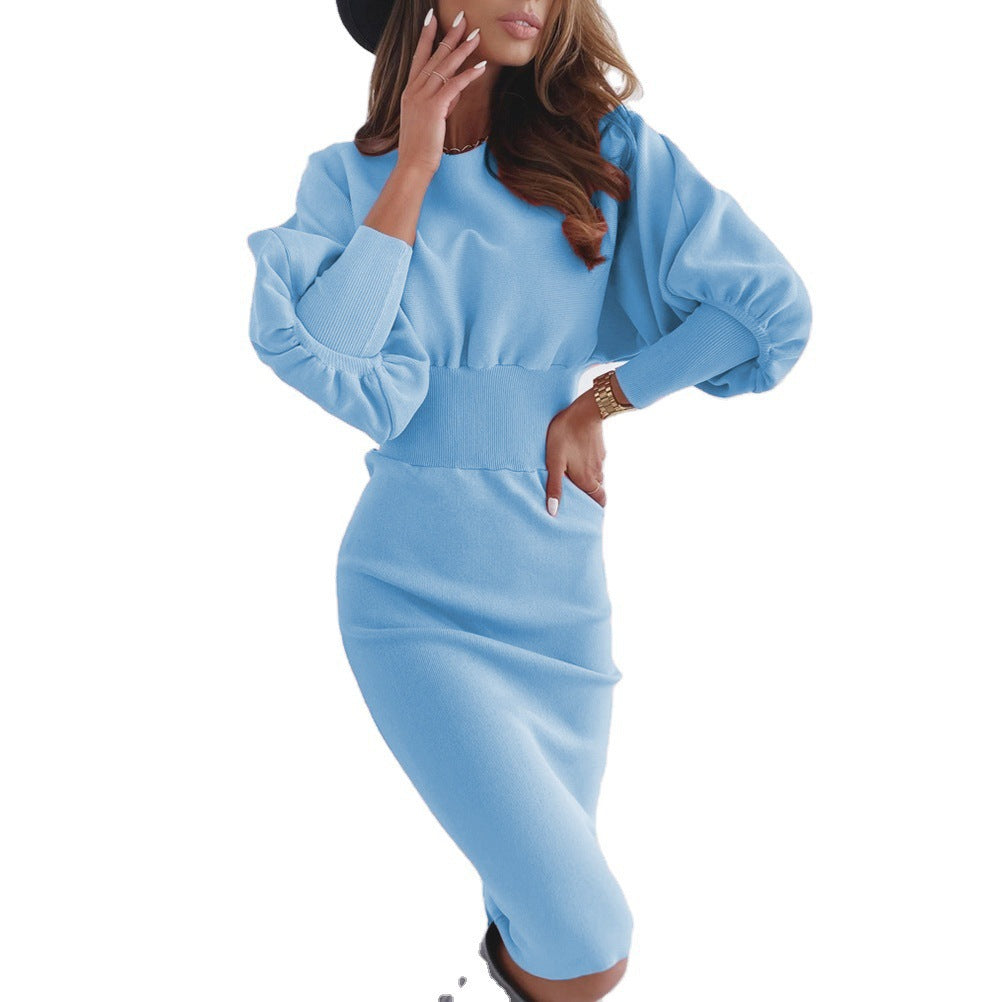 Damen Sweatkleid mit ballonförmigen Ärmeln und figurbetontem Schnitt Stalluxe