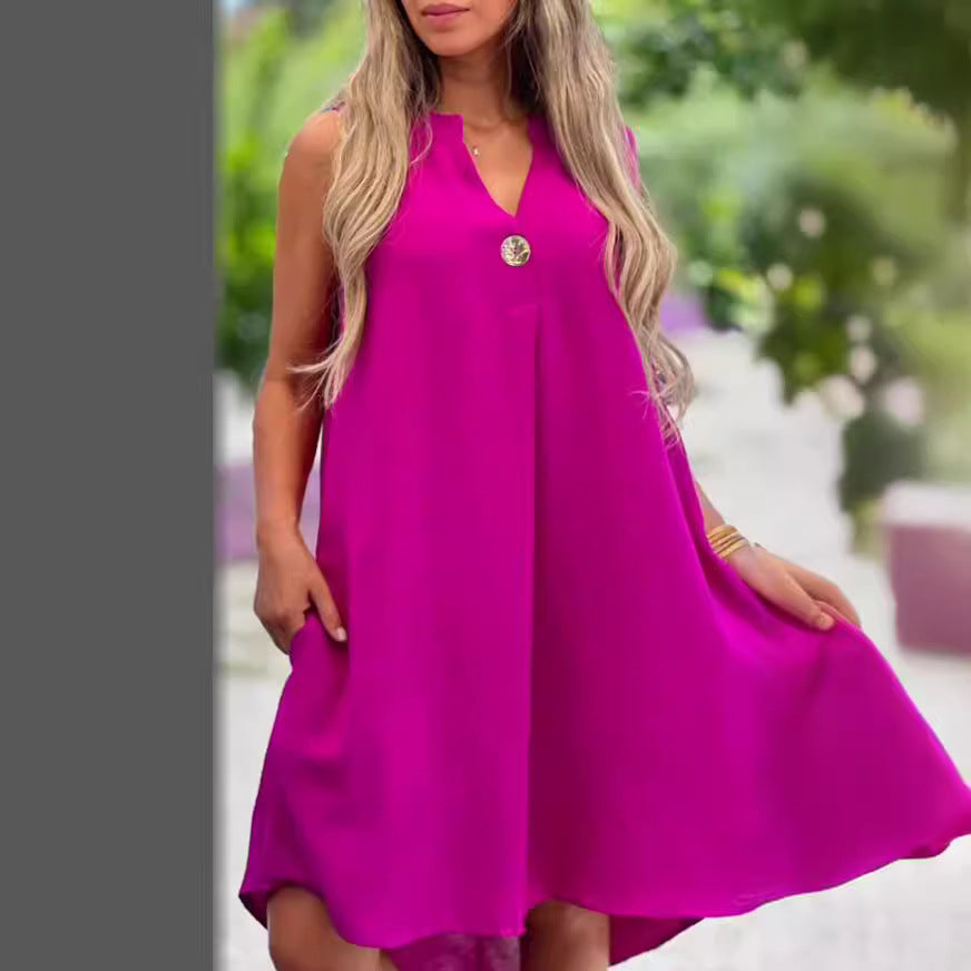 Damen lässiges Sommerkleid mit eleganter Knopfleiste Stalluxe