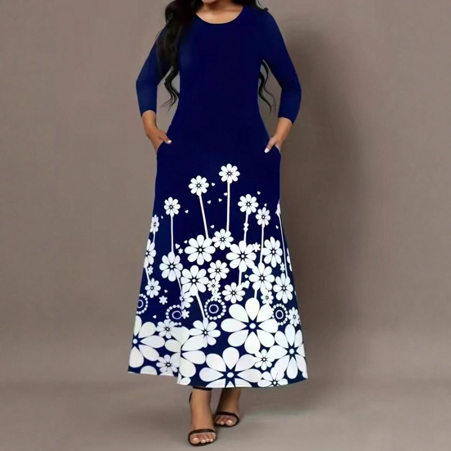 Damen Maxikleid mit floralem Design und praktischen Seitentaschen Stalluxe
