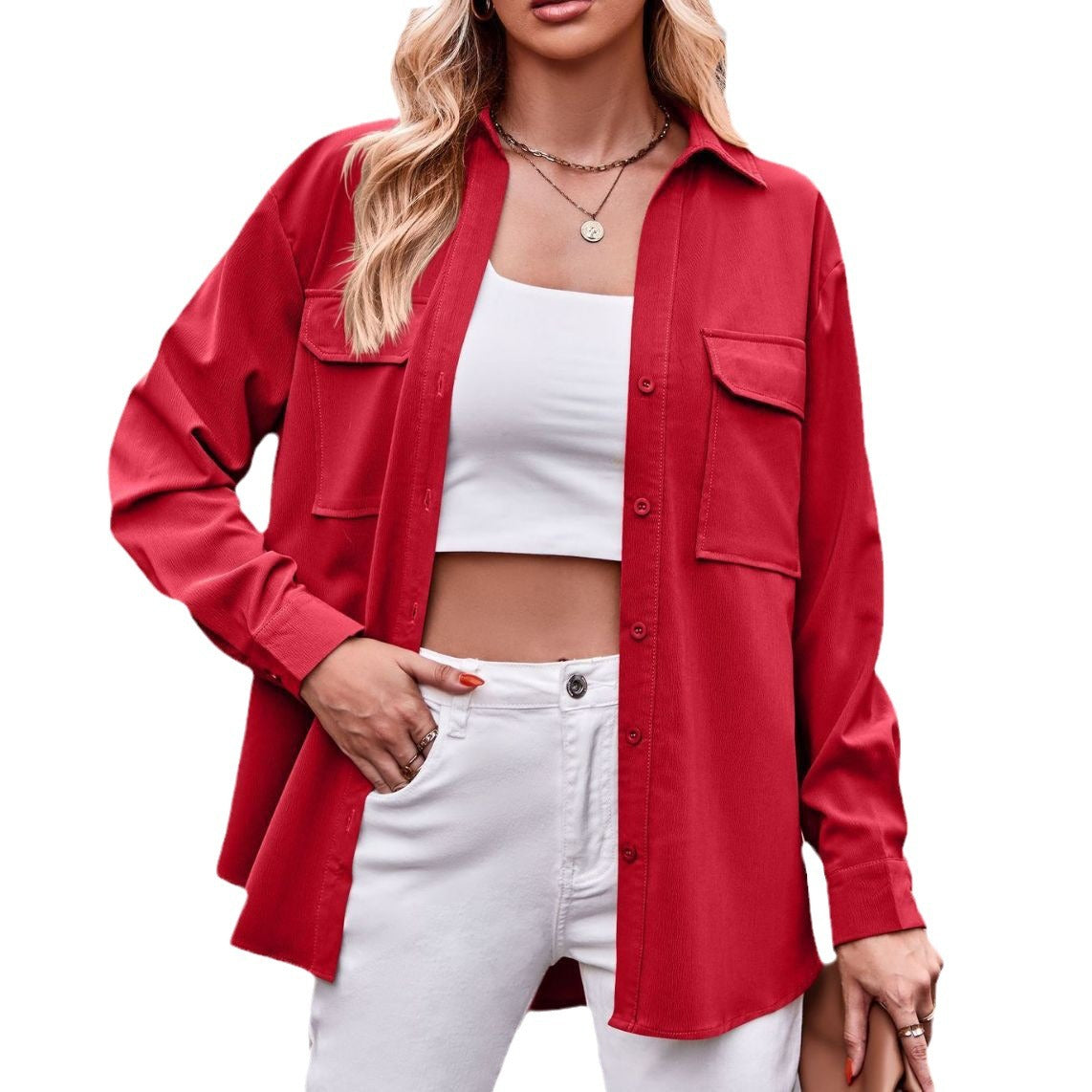 Damen lässige Hemdbluse mit praktischem Taschen-Design Stalluxe