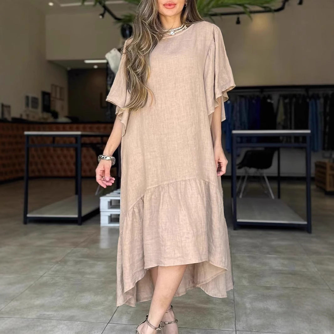 Damen luftiges Maxikleid mit asymmetrischem Saum und Volants Stalluxe