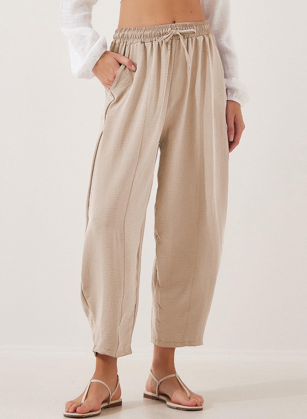 Damen entspannte Freizeithose mit elastischem Bund und praktischen Taschen Stalluxe