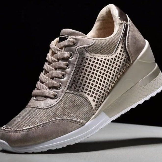 Damen modische Wedge-Sneaker mit stylishem Tiermuster und atmungsaktiver Oberfläche Stalluxe