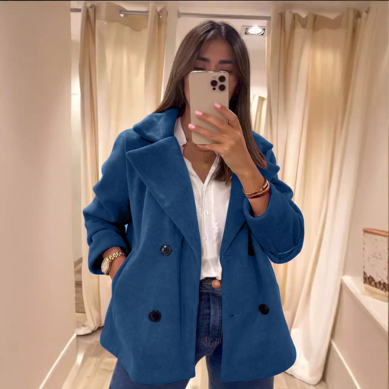 Women's Double-Breasted Peacoat Stalluxe
