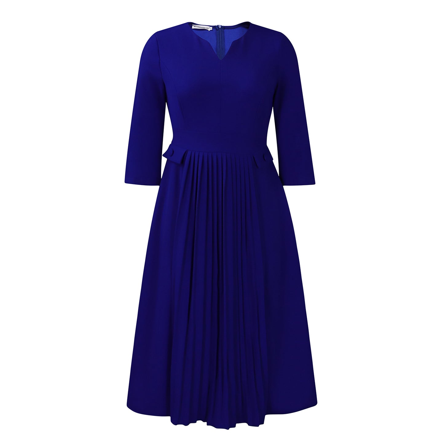 Damen Plissee Midi-Kleid mit eleganter Taillierung und schickem Schößchen Stalluxe