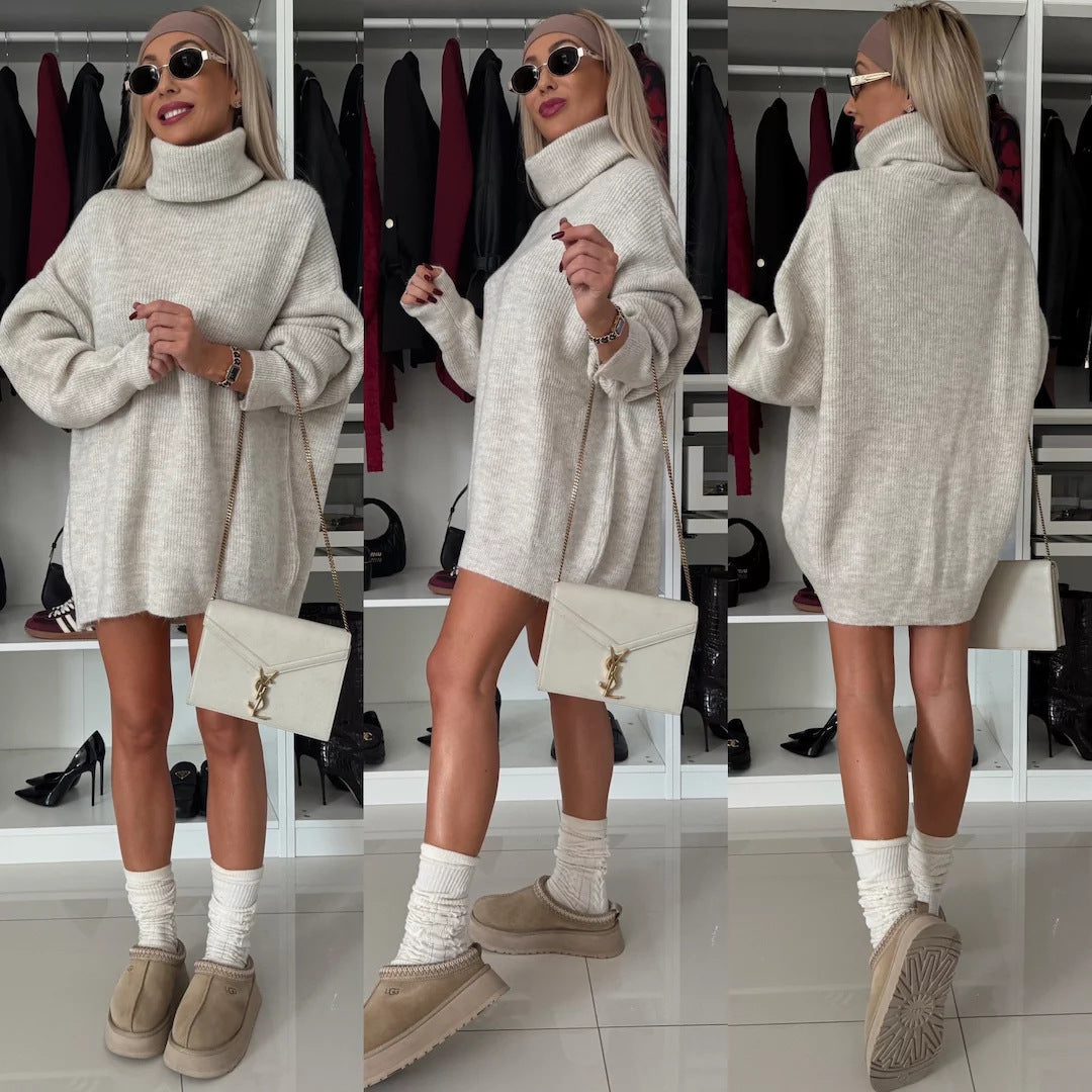 Damen Strickpullover mit hohem Kragen und weitem Schnitt Stalluxe