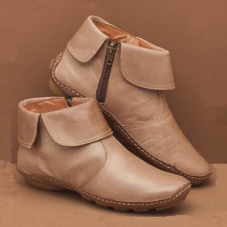 Damen stilvolle Lederstiefeletten mit seitlichem Reißverschluss Stalluxe