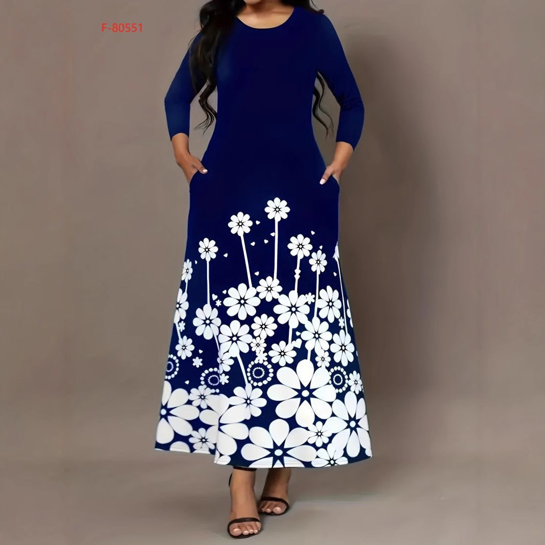 Damen Maxikleid mit floralem Design und praktischen Taschen Stalluxe
