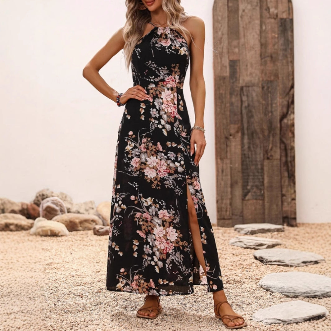 Damen Maxikleid mit elegantem Halter-Ausschnitt und floralem Design Stalluxe