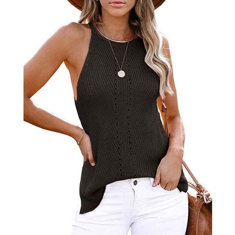 Damen luftiges Sommerstricktop mit elegantem Racerback-Design Stalluxe
