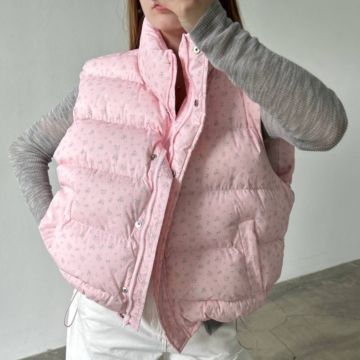 Damen Steppweste mit modischem Kragen und praktischen Taschen Stalluxe Rosa