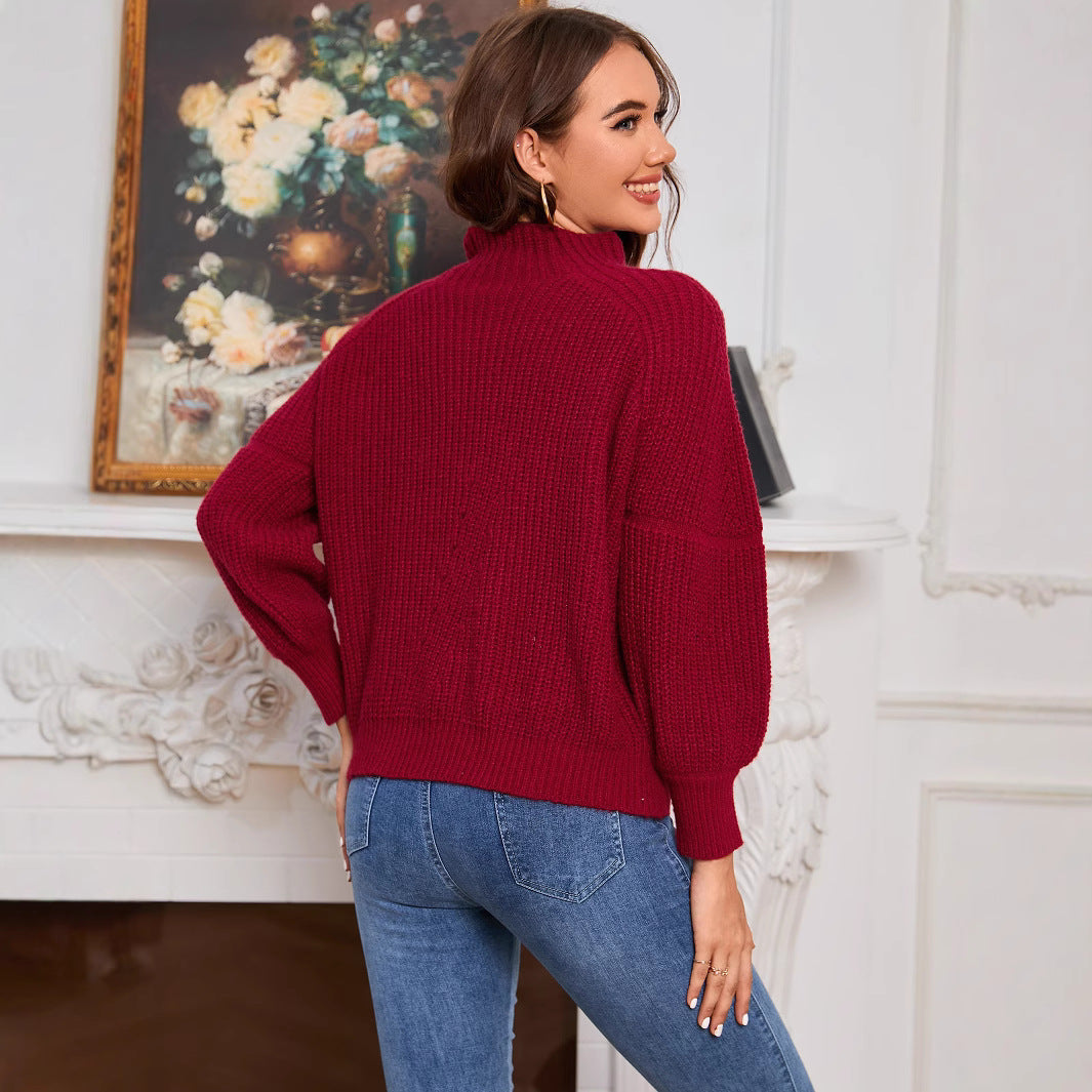 Damen Grobstrick Pullover mit Stehkragen Stalluxe