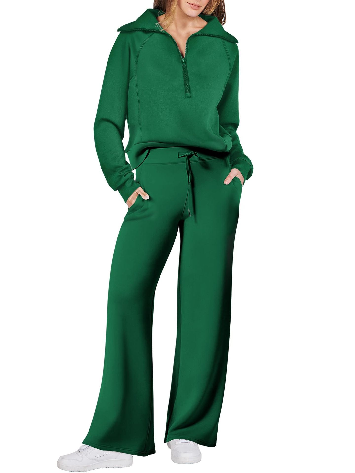 Damen Sportliches Set mit Reißverschluss und weiten Hosen Stalluxe