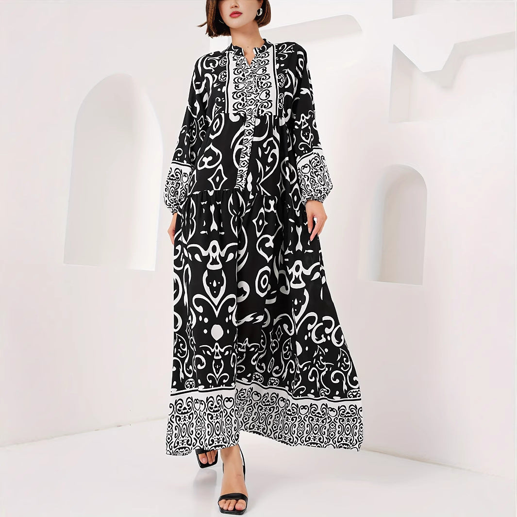 Damen Maxikleid mit kunstvollem Musterdruck Stalluxe