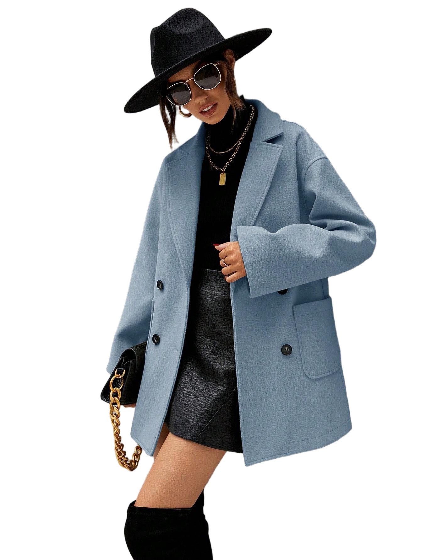 Damen Oversized Wollmantel mit modischem Schnitt und funktionalen Taschen Stalluxe