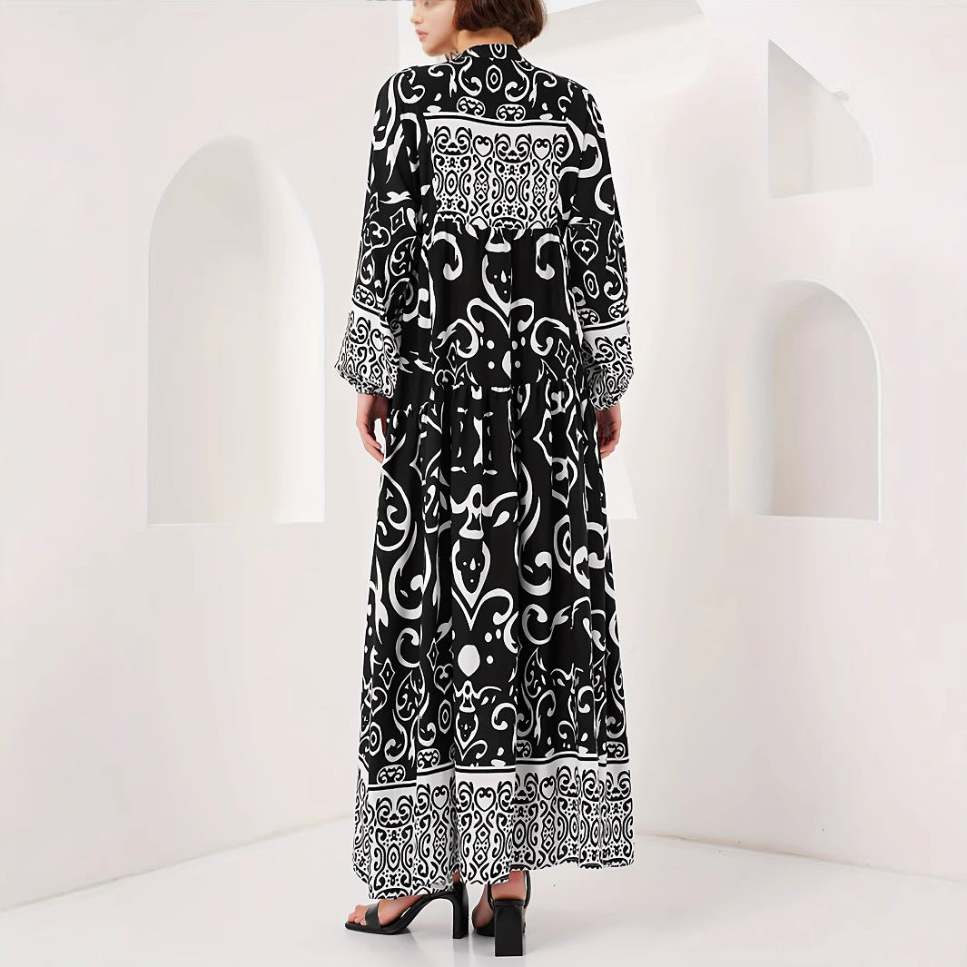 Damen Maxikleid mit kunstvollem Musterdruck Stalluxe