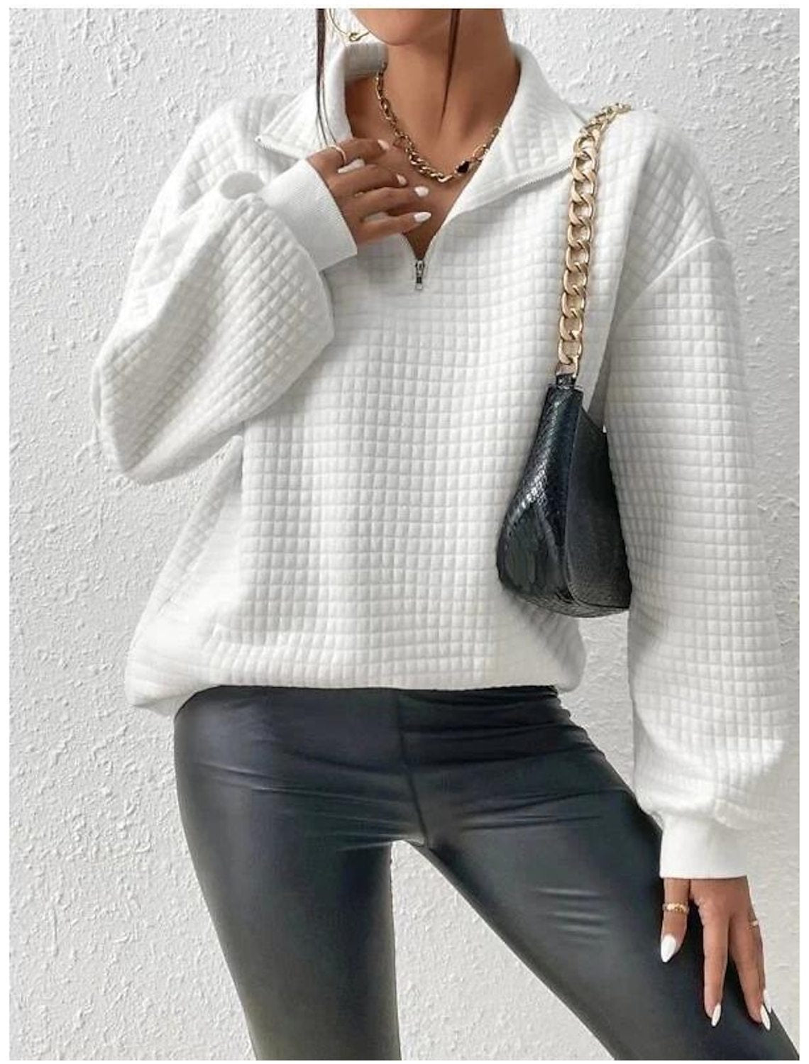 Damen Sweatshirt mit strukturiertem Stoff und Reißverschluss Stalluxe