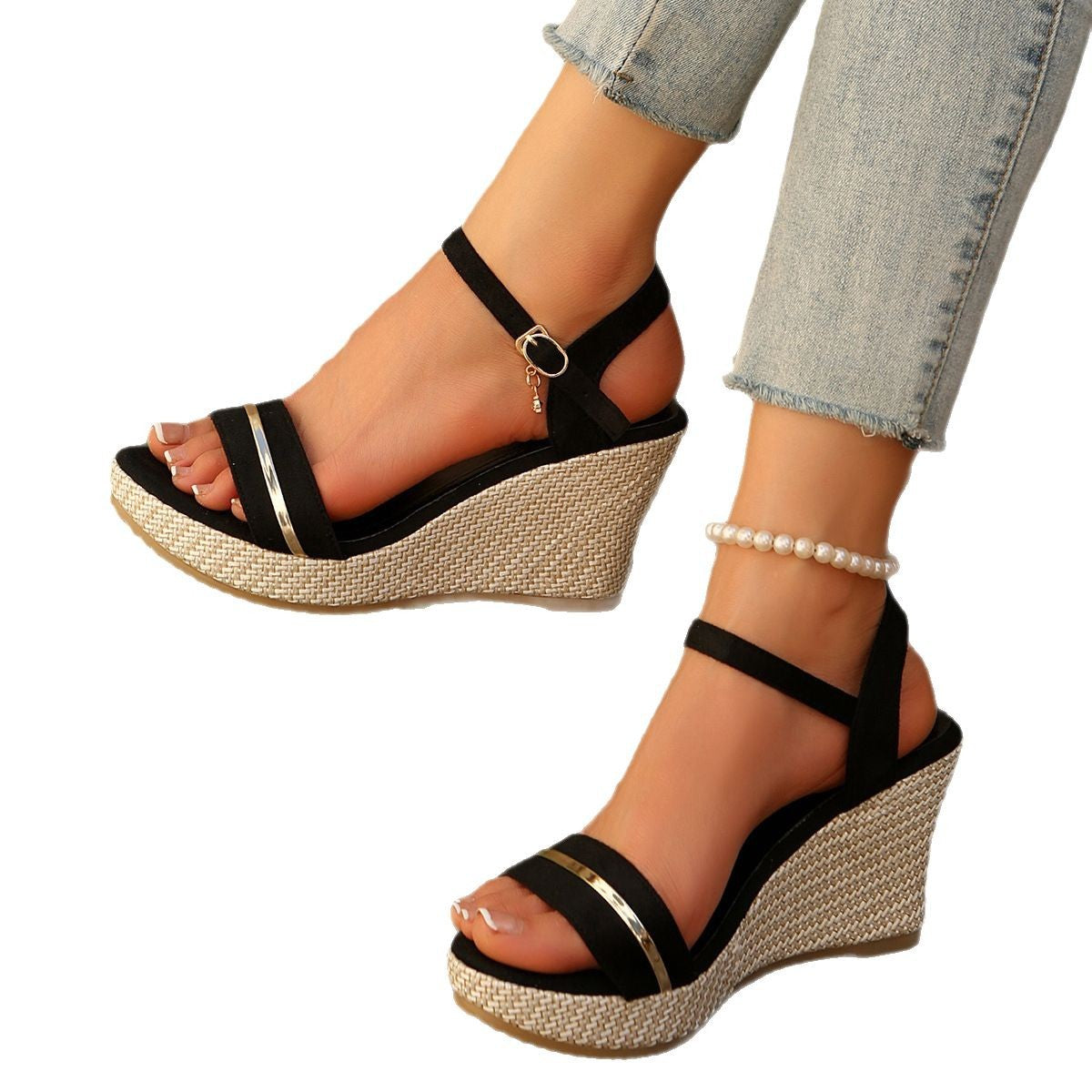 Damen Wedge-Sandalen mit edlen Riemen und schickem Espadrille-Design Stalluxe