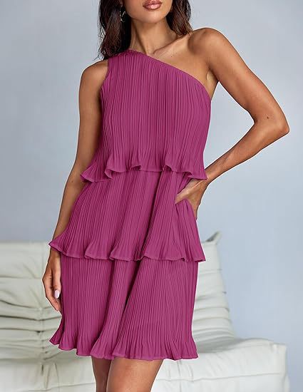 Damen asymmetrisches Flatterkleid mit Rüschendetails Stalluxe
