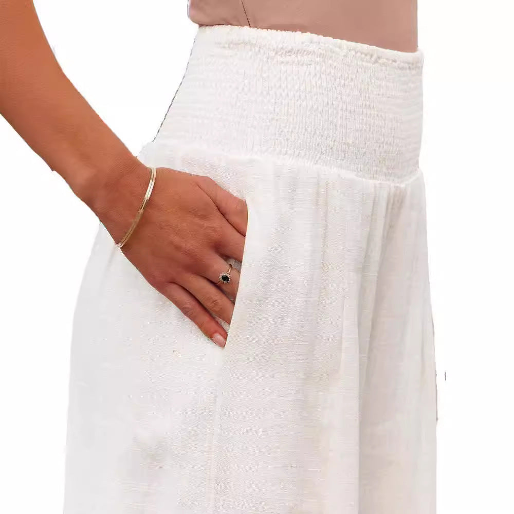 Damen Leichte und weite Sommerhose mit elastischem Bund Stalluxe