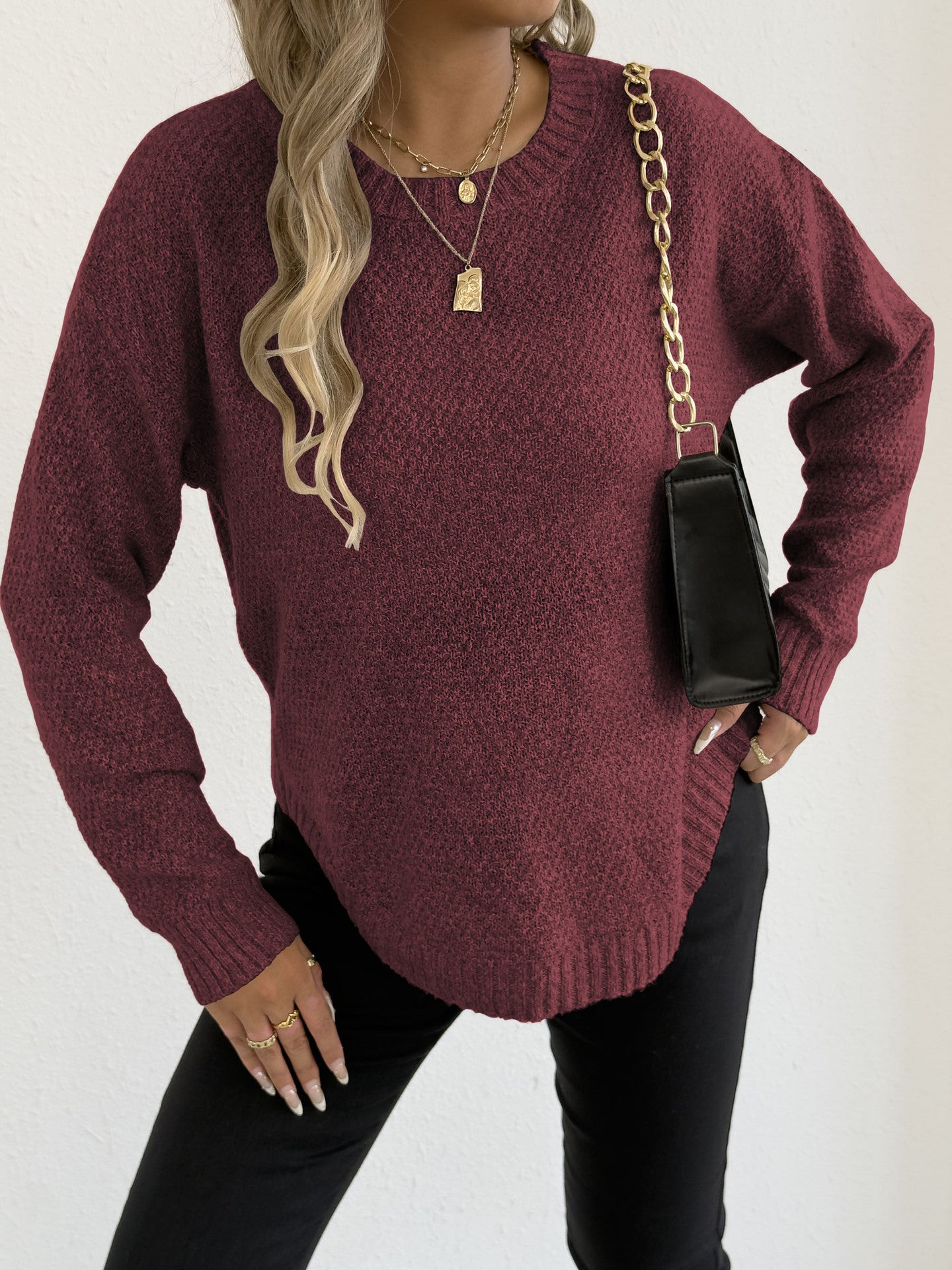 Damen lässiger Strickpullover mit hochwertigem Strukturmuster Stalluxe