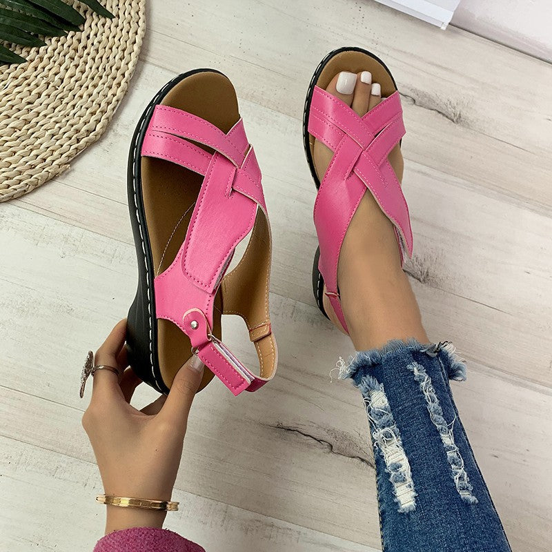 Damen Komfortable Riemchen-Sandalen mit anatomischem Fußbett Stalluxe