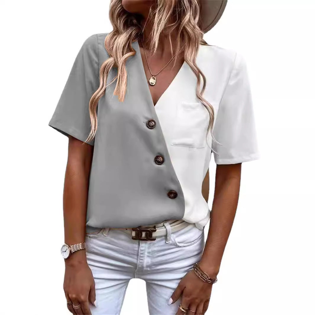 Damen Trendige Bluse mit asymmetrischem Schnitt und Knopfdetail Stalluxe
