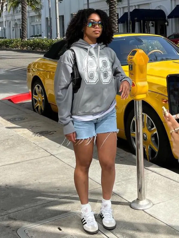 Damen Kapuzenpullover mit sportlichem Aufdruck Stalluxe