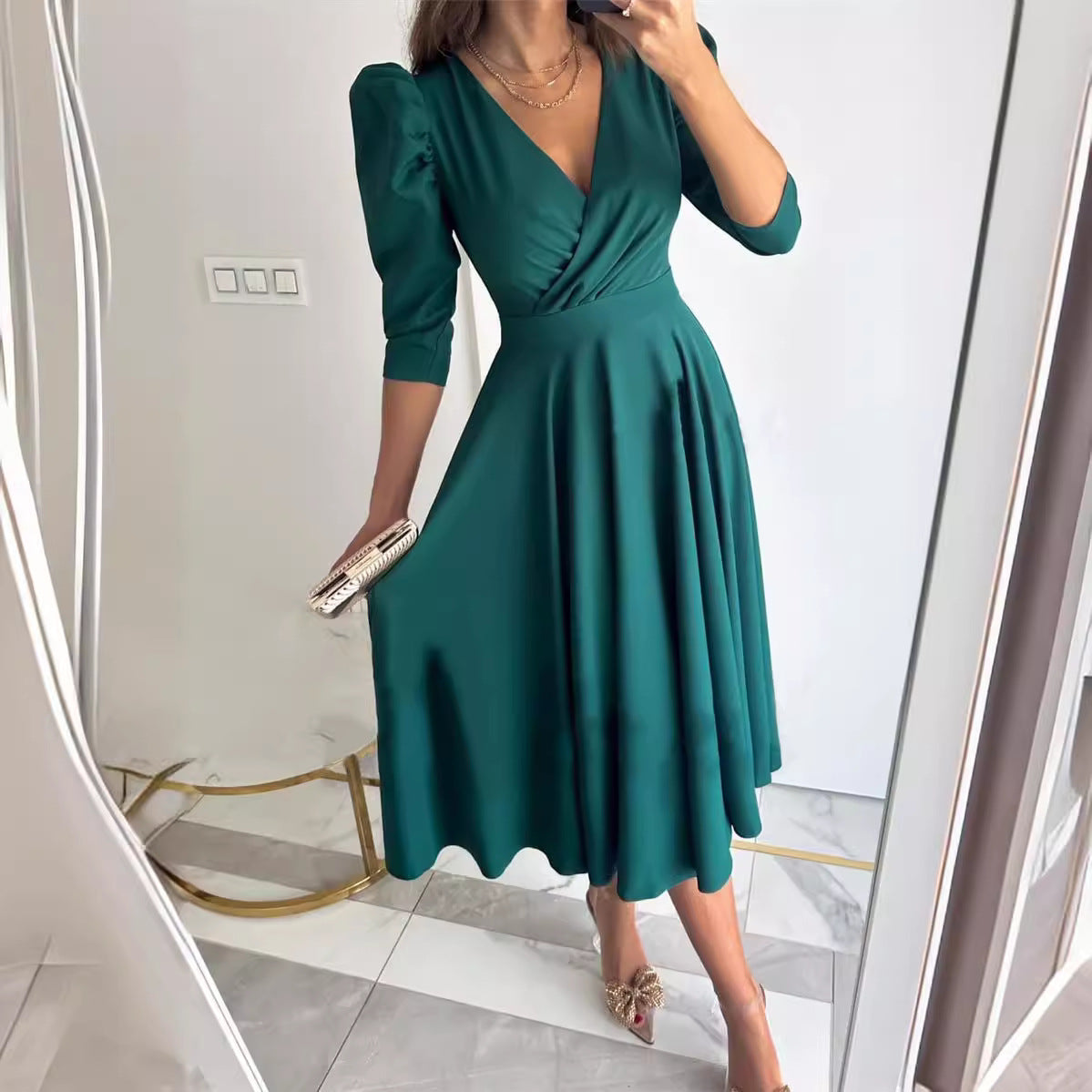 Damen Elegantes Midi Kleid Stalluxe