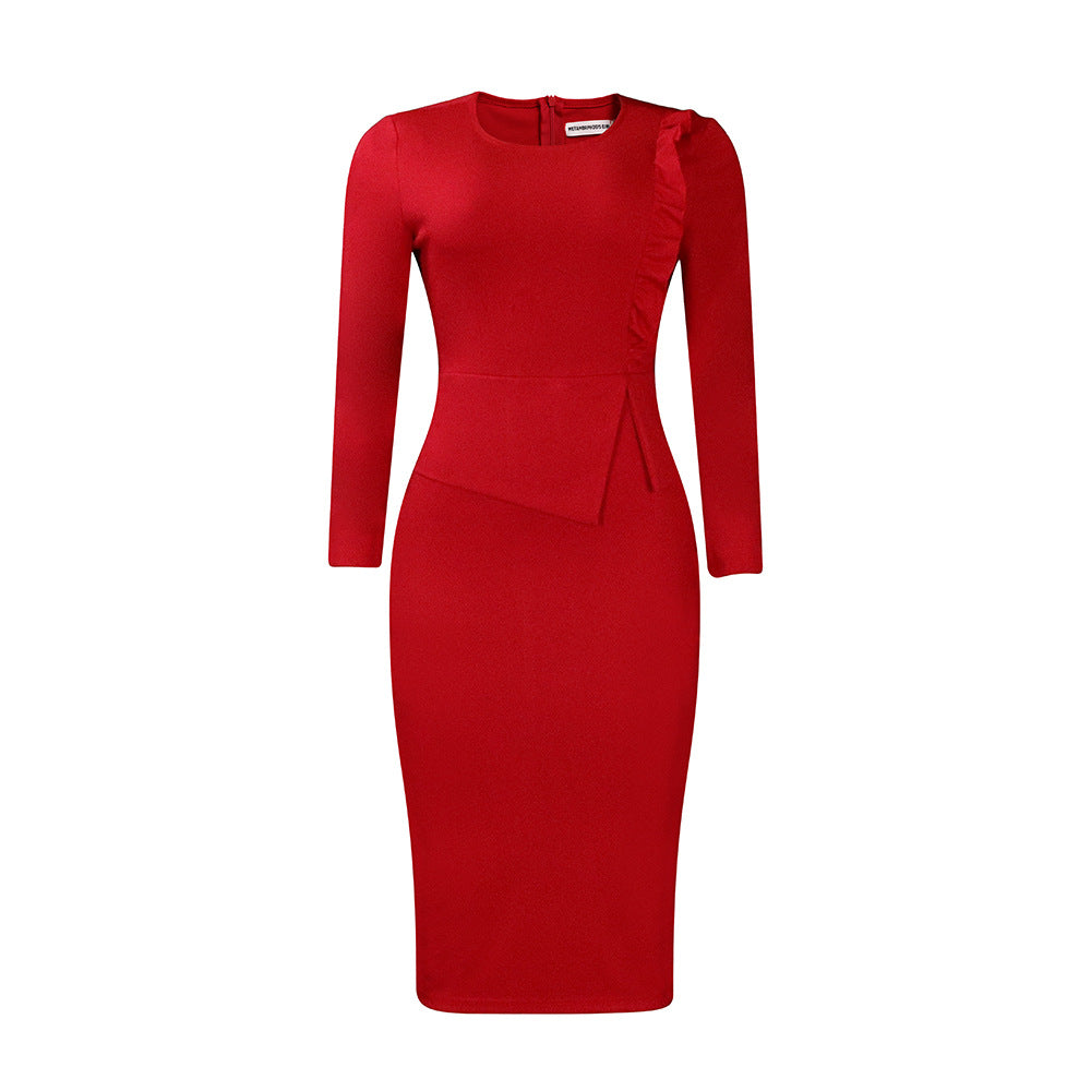 Damen Elegantes Businesskleid mit Rüschendetails und taillierter Silhouette Stalluxe