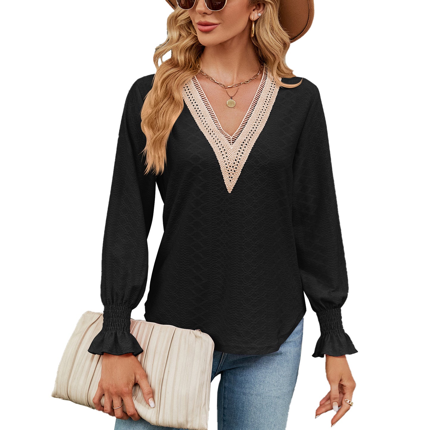 Damen Luftiges Blusenshirt mit feinem Strukturdesign Stalluxe