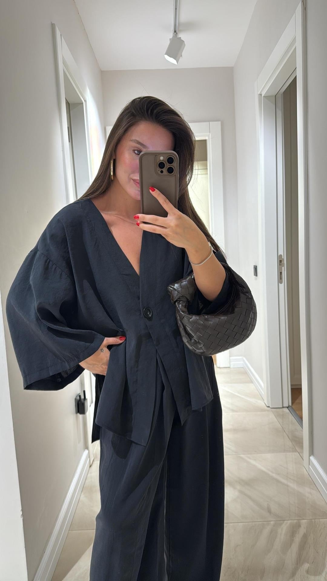 Damen lässiges Two-Piece Set mit oversized Schnitt und Knopfverschluss Stalluxe