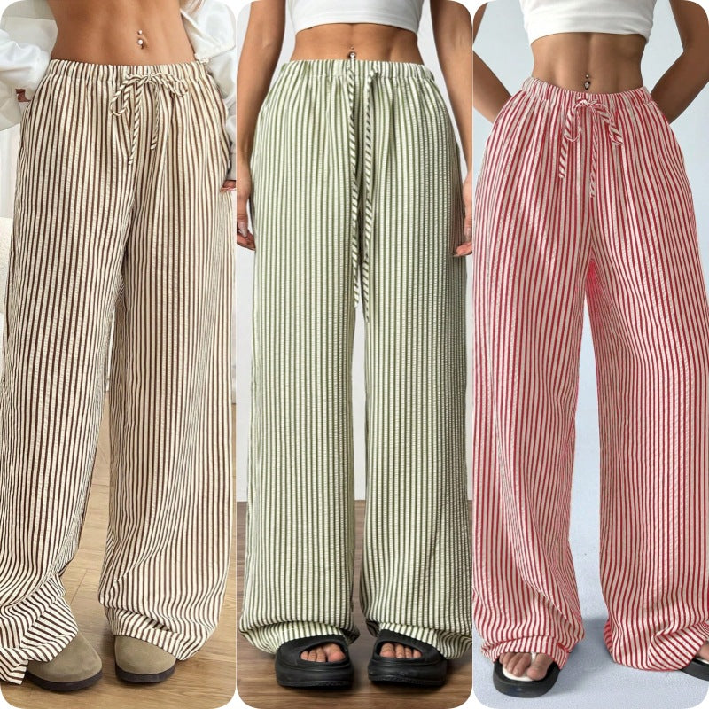 Damen Locker geschnittene Streifen-Hosen Stalluxe